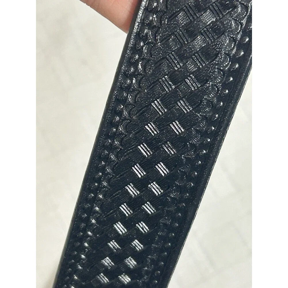 GENUINE Rattle Snake Buckle with Black Leather Belt Size 36 Mens Western boot